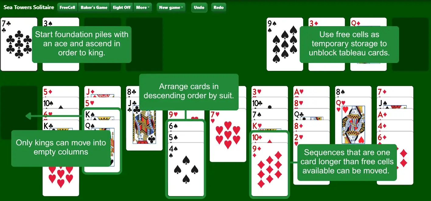 Seahaven Towers Solitaire rules